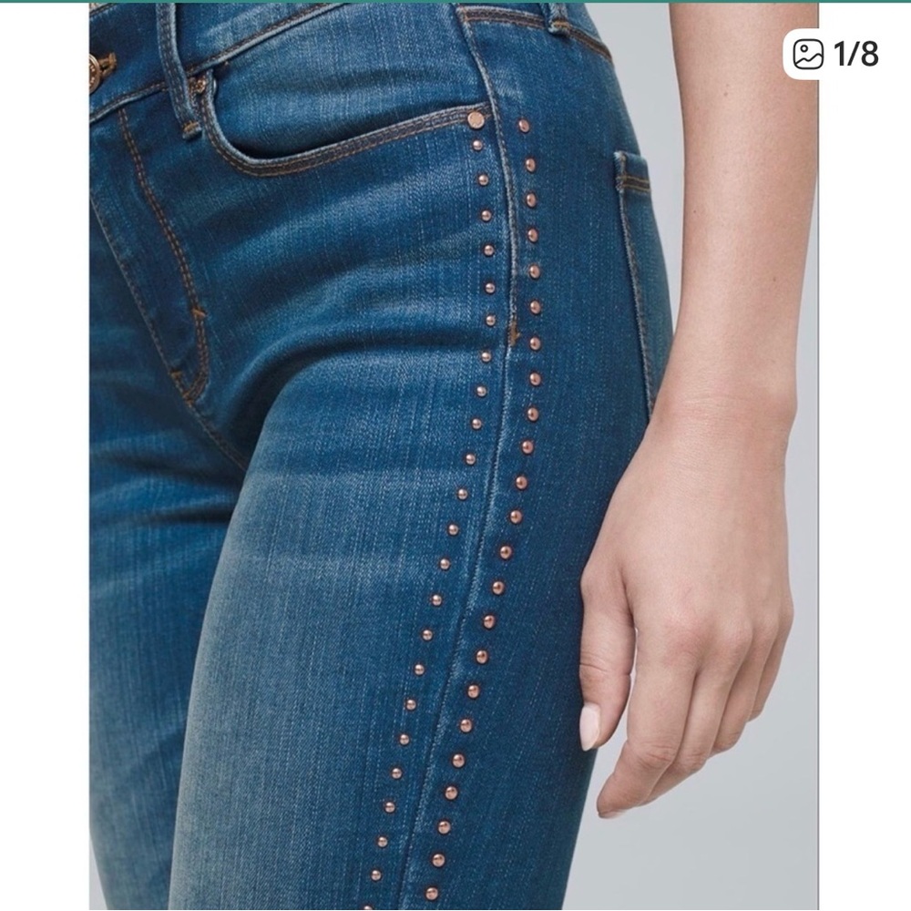 White House Black Market Mid-Rise Stud-Detail Slim Ankle Jeans.   Size 2L